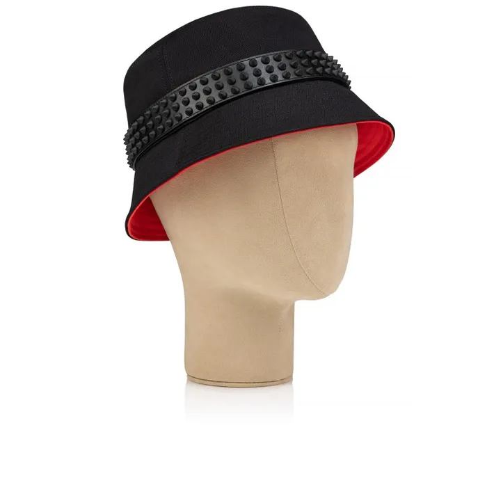 Christian Louboutin Hats WomenMen Bobino Spikes Bucket Hat 8211 Canva And Spikes 8211 Black