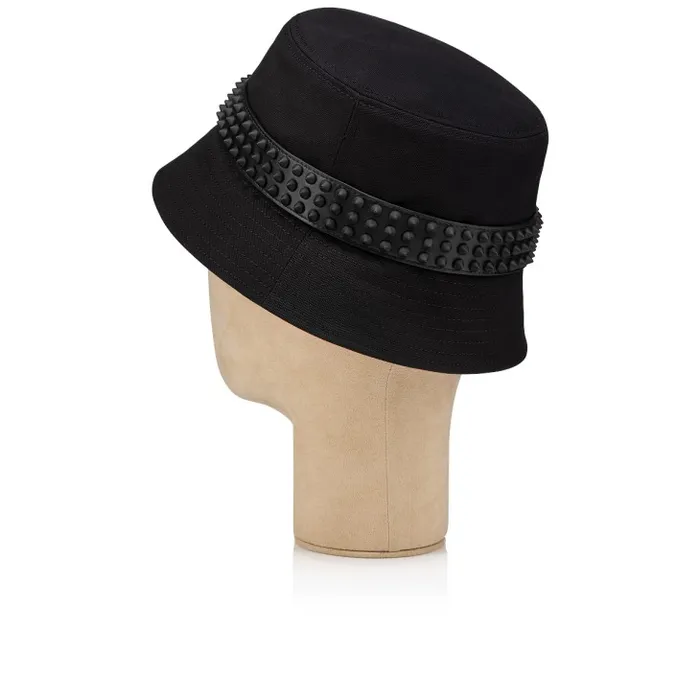 Christian Louboutin Hats WomenMen Bobino Spikes Bucket Hat 8211 Canva And Spikes 8211 Black
