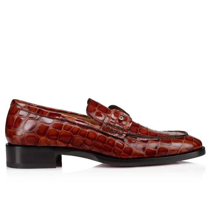 Christian Louboutin Loafers and Moccasins Men Chambelimoc Loafers 8211 Alligator Embossed Calf Leather 8211 Acajou