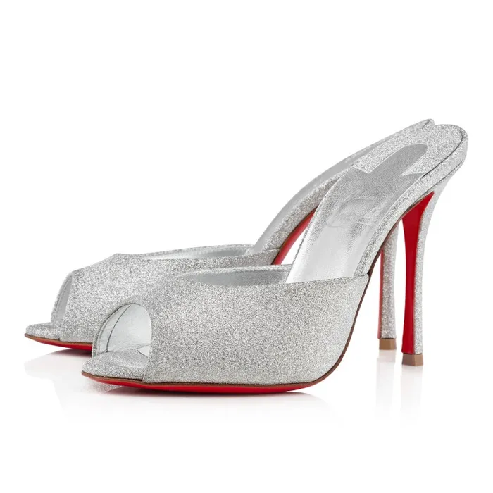 Christian Louboutin Mules Women Me Dolly 100 Mm Mules 8211 Glittered Calf Leather 8211 Silver Christian Louboutin Mules Women Me Dolly 100 Mm Mules 8211 Glittered Calf Leather 8211 Silver
