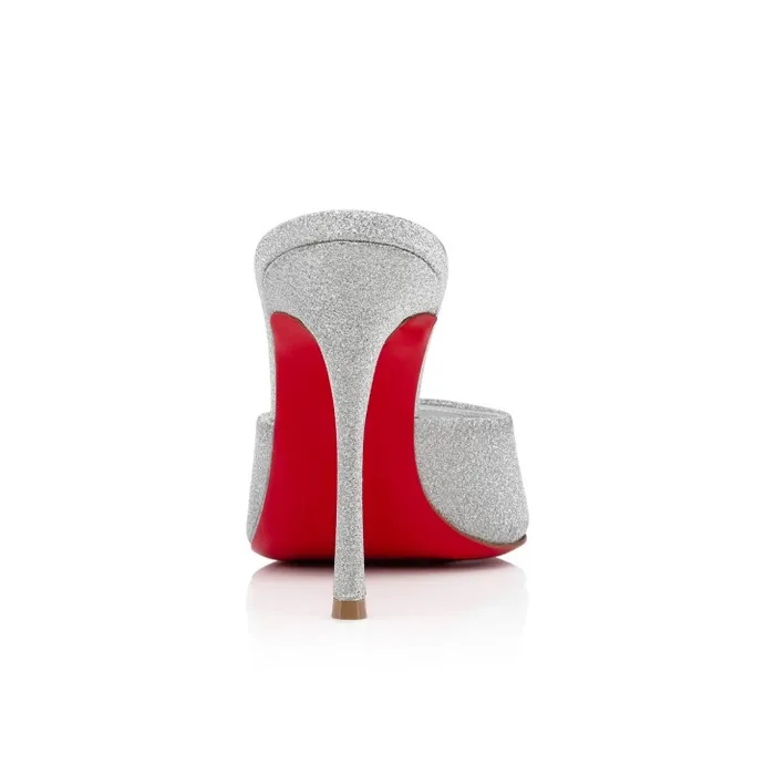 Christian Louboutin Mules Women Me Dolly 100 Mm Mules 8211 Glittered Calf Leather 8211 Silver