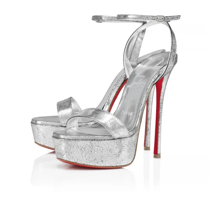 Christian Louboutin Platforms Women Loubi Queen Alta 150 Mm Strappy Sandals 8211 Manoir Specchio Leather 8211 Silver Christian Louboutin Platforms Women Loubi Queen Alta 150 Mm Strappy Sandals 8211 Manoir Specchio Leather 8211 Silver