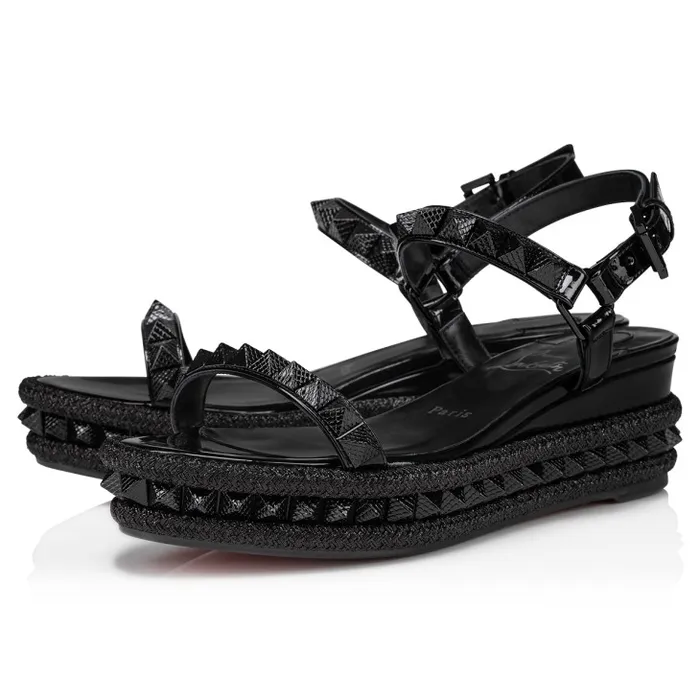 Christian Louboutin Platforms Women Pyraclou 60 Mm Espadrilles 8211 Patent Calf Leather 8211 Black Christian Louboutin Platforms Women Pyraclou 60 Mm Espadrilles 8211 Patent Calf Leather 8211 Black