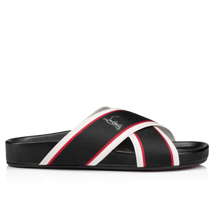 Christian Louboutin Sandals and Espadrilles Men Hot Cross Bizz Mules 8211 Ribbon And Nappa Leather 8211 Black