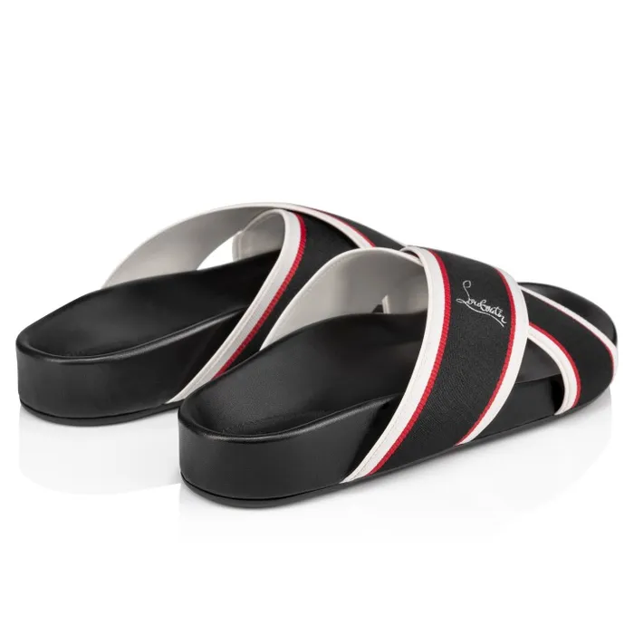 Christian Louboutin Sandals and Espadrilles Men Hot Cross Bizz Mules 8211 Ribbon And Nappa Leather 8211 Black