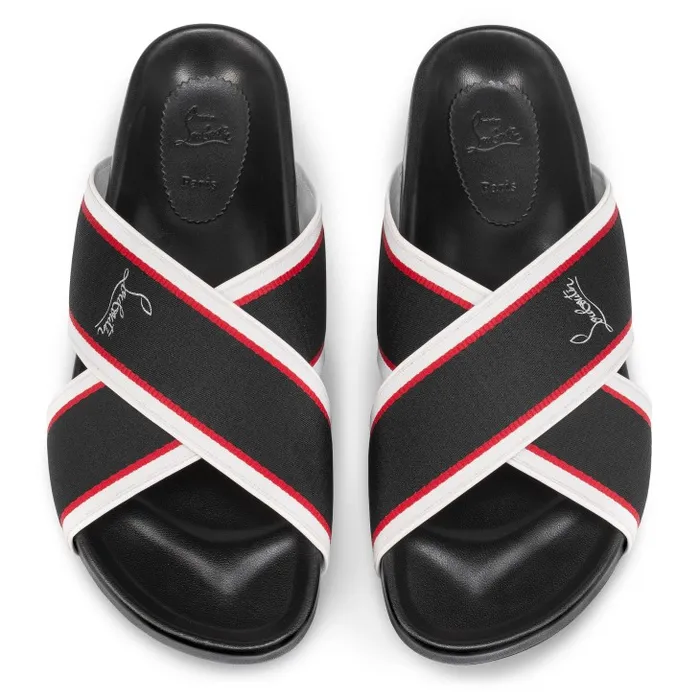 Christian Louboutin Sandals and Espadrilles Men Hot Cross Bizz Mules 8211 Ribbon And Nappa Leather 8211 Black
