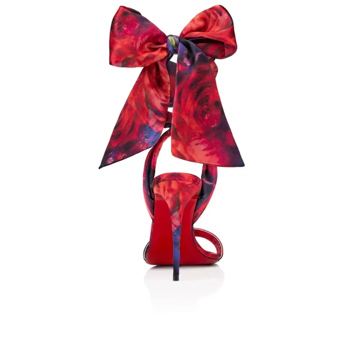 Christian Louboutin Sandals and Slides Women Sandale Du Desert 100 Mm Strappy Sandals 8211 Roses Printed Crepe Satin 8211 Multicolor