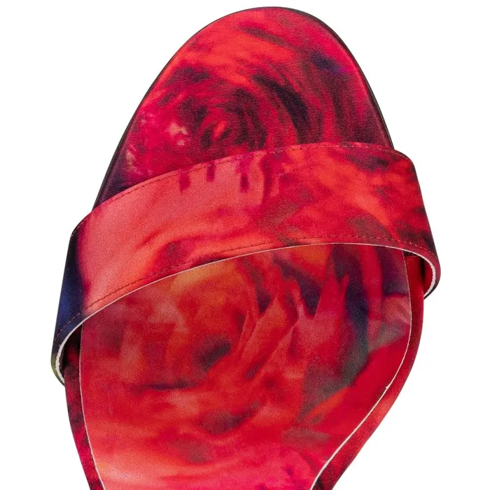 Christian Louboutin Sandals and Slides Women Sandale Du Desert 100 Mm Strappy Sandals 8211 Roses Printed Crepe Satin 8211 Multicolor