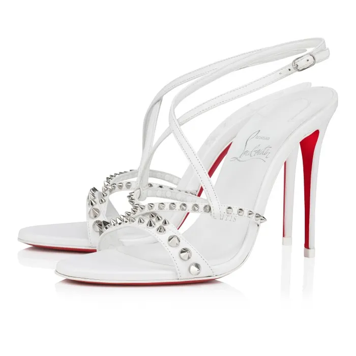 Christian Louboutin Sandals and Slides Women Tatooshka Spikes 100 Mm Strappy Sandals 8211 Kid Leather And Spikes 8211 Bianco