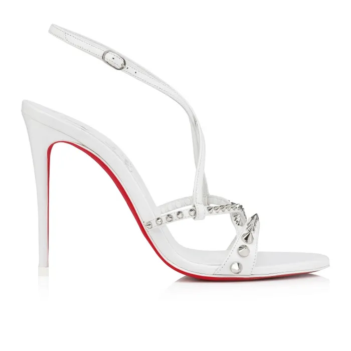 Christian Louboutin Sandals and Slides Women Tatooshka Spikes 100 Mm Strappy Sandals 8211 Kid Leather And Spikes 8211 Bianco