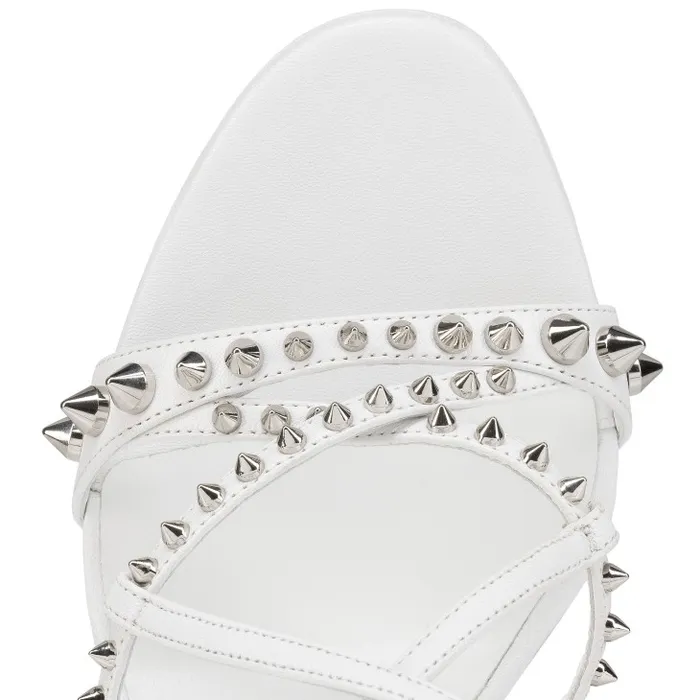 Christian Louboutin Sandals and Slides Women Tatooshka Spikes 100 Mm Strappy Sandals 8211 Kid Leather And Spikes 8211 Bianco