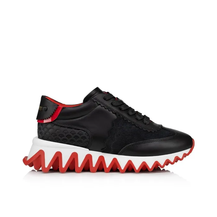 Christian Louboutin Sneakers Kids Mini Shark Sneakers 8211 Calf Leather Suede And Patent Calf Leather 8211 Black