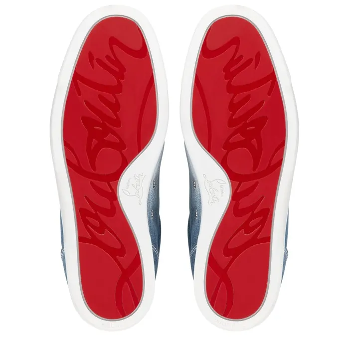 Christian Louboutin Sneakers Men Louis Junior Spikes Sneakers 8211 Denim Brushed Effect And Spikes 8211 Denim