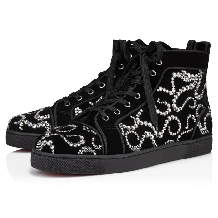 Christian Louboutin Sneakers Men Octolouis Strass Hightop Sneakers 8211 Velvet And Strass 8211 Black