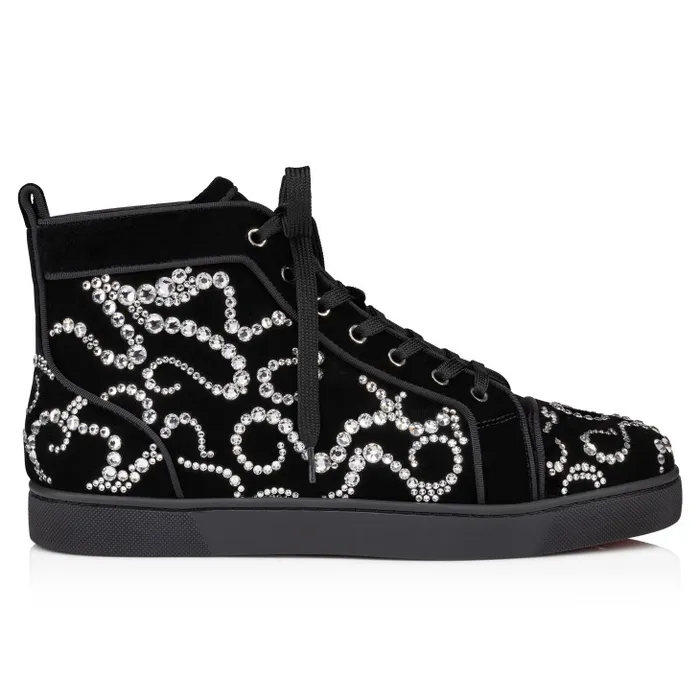 Christian Louboutin Sneakers Men Octolouis Strass Hightop Sneakers 8211 Velvet And Strass 8211 Black