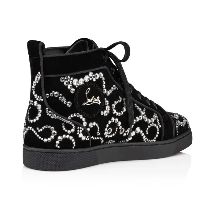 Christian Louboutin Sneakers Men Octolouis Strass Hightop Sneakers 8211 Velvet And Strass 8211 Black