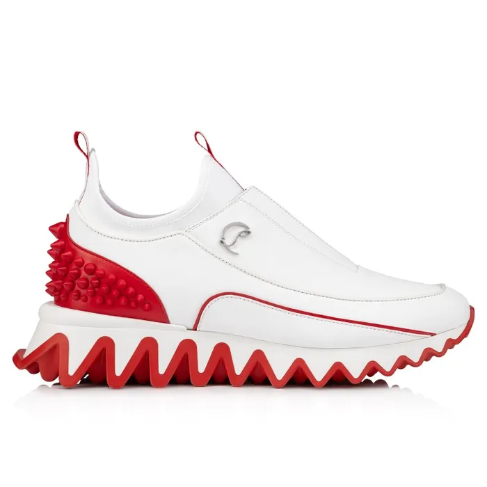 Christian Louboutin Sneakers Men Sharkyloub SP Spikes Sneakers 8211 Calf Leather Neoprene And Spikes 8211 White