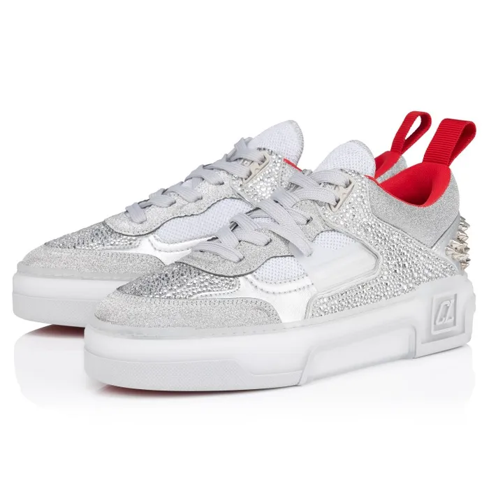 Christian Louboutin Sneakers Women Astroloubi Strass Sneakers 8211 Calf Leather And Strass 8211 Silver