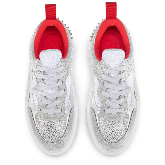 Christian Louboutin Sneakers Women Astroloubi Strass Sneakers 8211 Calf Leather And Strass 8211 Silver