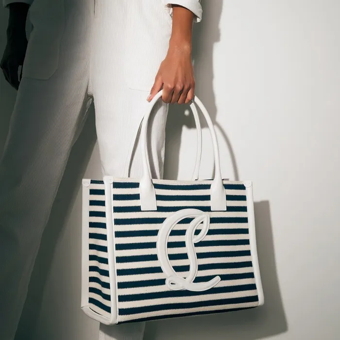 Christian Louboutin Totes Women By My Side Large Tote Bag 8211 Malha Printed Fabric 8211 Blue Christian Louboutin Totes Women By My Side Large Tote Bag 8211 Malha Printed Fabric 8211 Blue