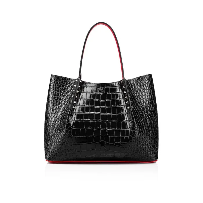 Christian Louboutin Totes Women Cabarock Small Tote Bag 8211 Alligator Embossed Calf Leather And Spikes 8211 Black Christian Louboutin Totes Women Cabarock Small Tote Bag 8211 Alligator Embossed Calf Leather And Spikes 8211 Black