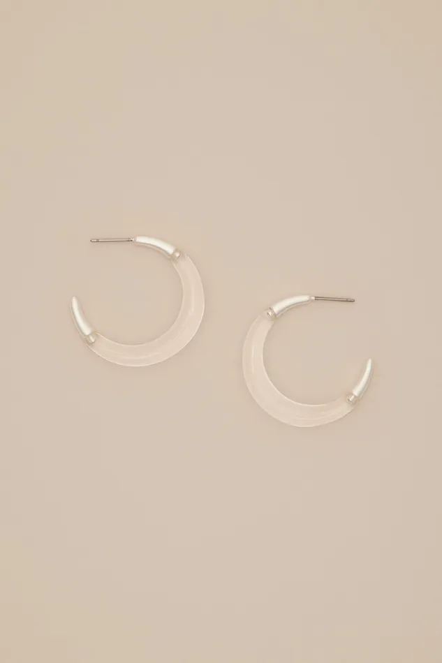 Clear Resin Hoop Earrings Silver Women Lucky Brand Jewelry