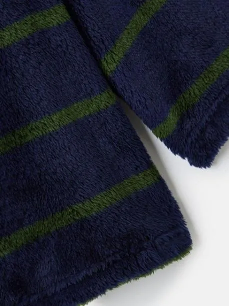 Coats and Jackets Boys Joules Navy and Green Stripe Half Zip Borg Fleece