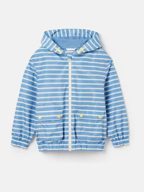 Coats and Jackets Girls Joules Blue and White Striped Waterproof Raincoat
