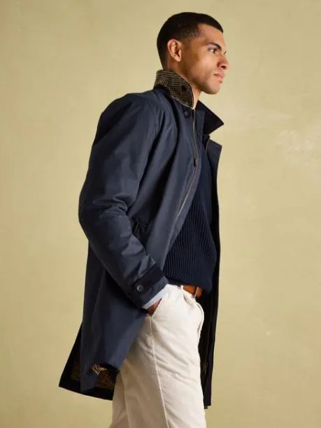 Coats and Jackets Men Joules Navy Blue Waterproof Raincoat