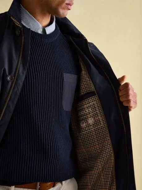 Coats and Jackets Men Joules Navy Blue Waterproof Raincoat