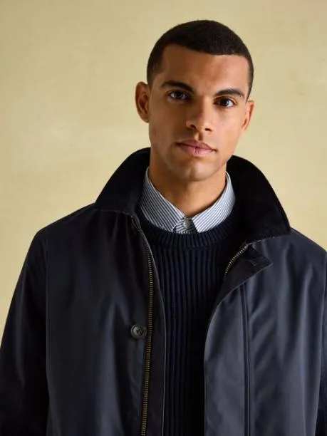 Coats and Jackets Men Joules Navy Blue Waterproof Raincoat