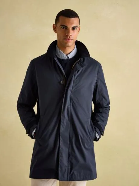 Coats and Jackets Men Joules Navy Blue Waterproof Raincoat