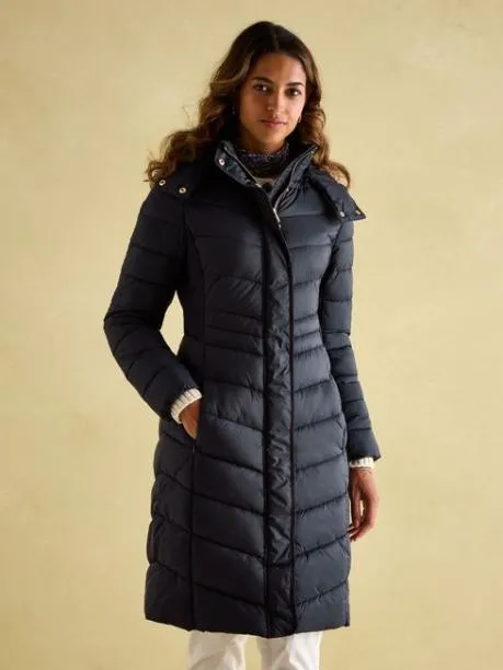 Coats and Jackets Women Joules Navy Blue Showerproof Longline Padded Coat With Hood Coats and Jackets Women Joules Navy Blue Showerproof Longline Padded Coat With Hood