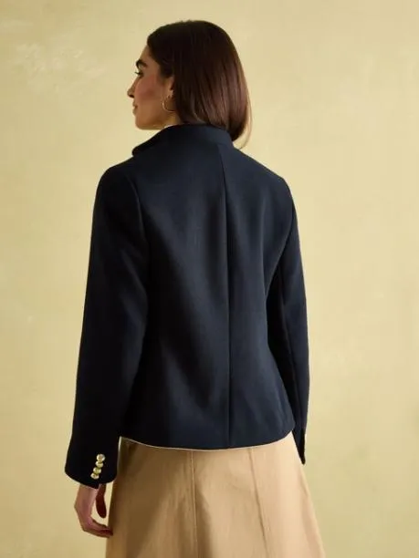Coats and Jackets Women Joules Navy Wool Blend Band Jacket