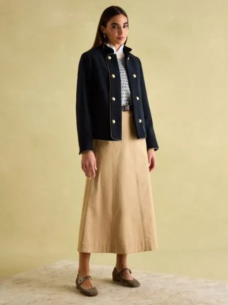 Coats and Jackets Women Joules Navy Wool Blend Band Jacket