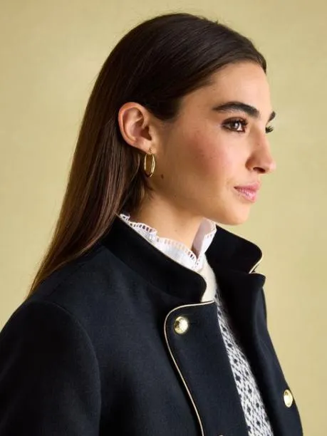 Coats and Jackets Women Joules Navy Wool Blend Band Jacket