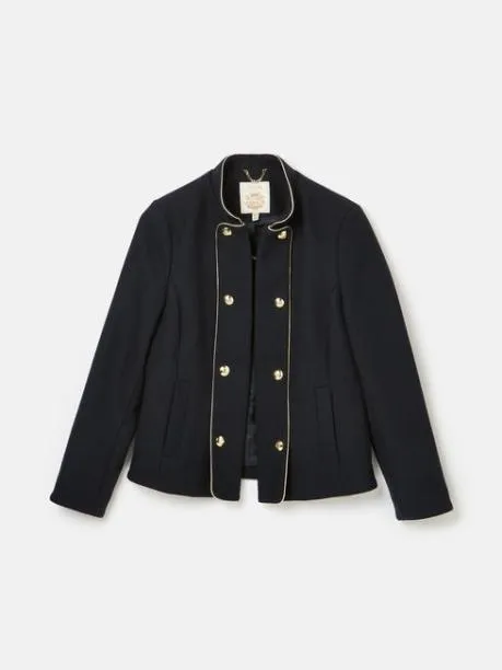Coats and Jackets Women Joules Navy Wool Blend Band Jacket