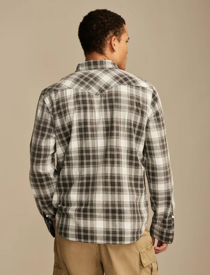 Cole Hauser Washed Plaid Western Shirt Washed Black Men Lucky Brand Shirts and Tops