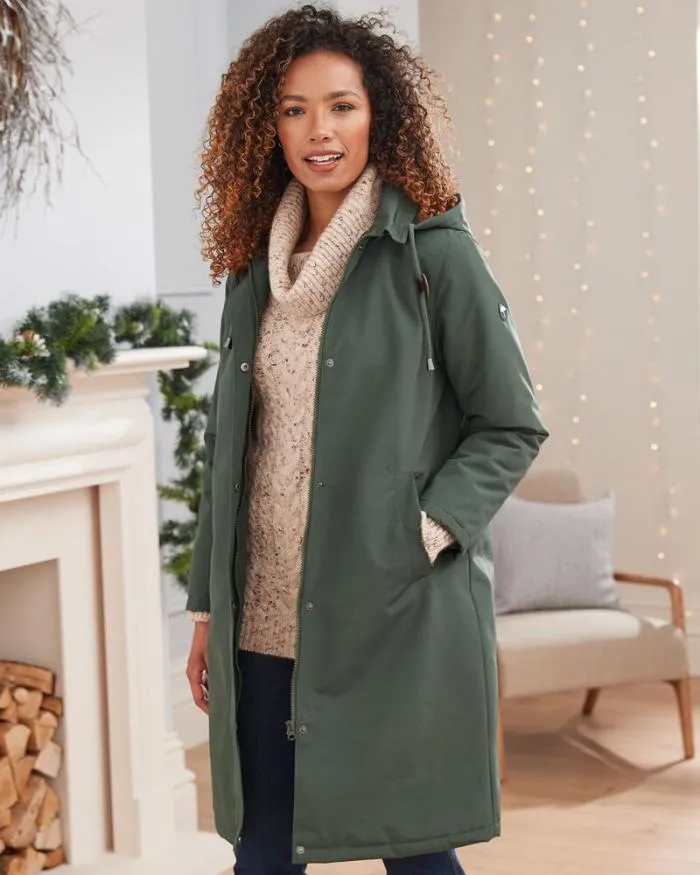 Cotton Traders Coats and Jackets Longline AllWeather FleeceLined Waterproof Coat 8211 Women