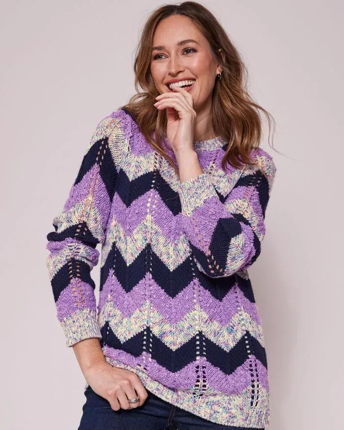 Cotton Traders Knitwear Chevron Crew Neck Jumper 8211 Women