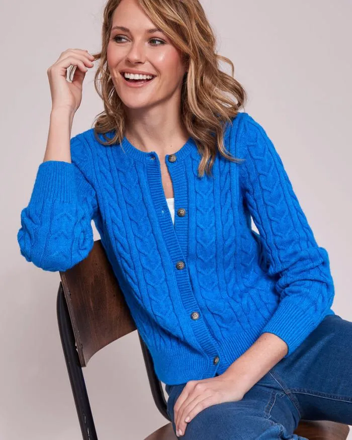 Cotton Traders Knitwear Cutest Cable Crew Neck Cardigan 8211 Women