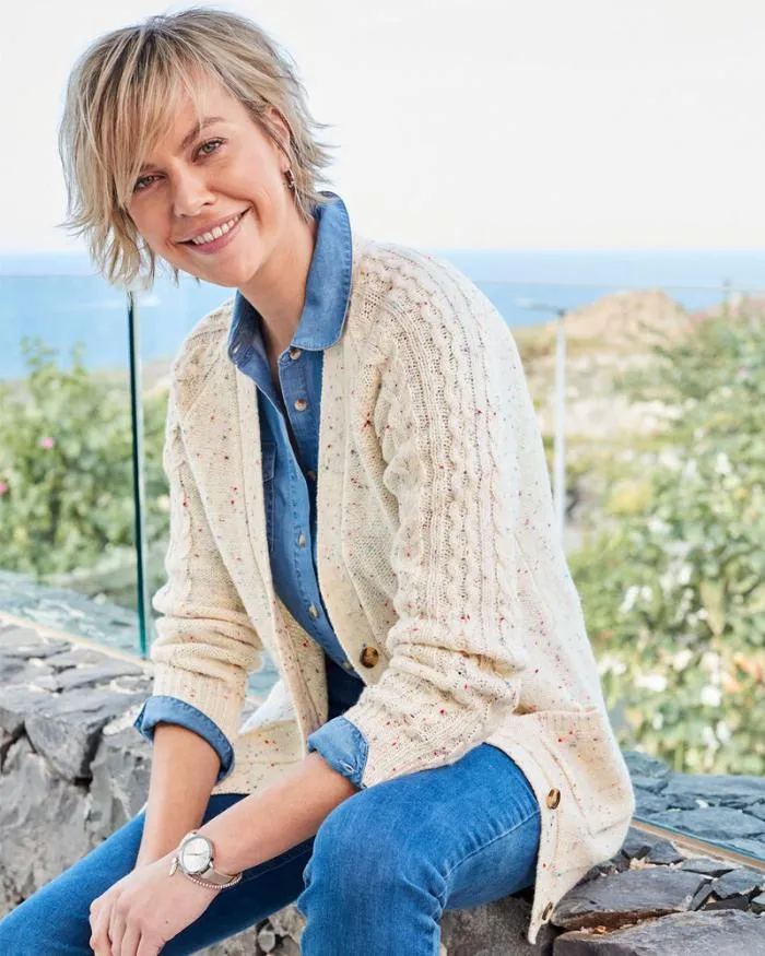 Cotton Traders Knitwear Fleck Longline Cardigan 8211 Women