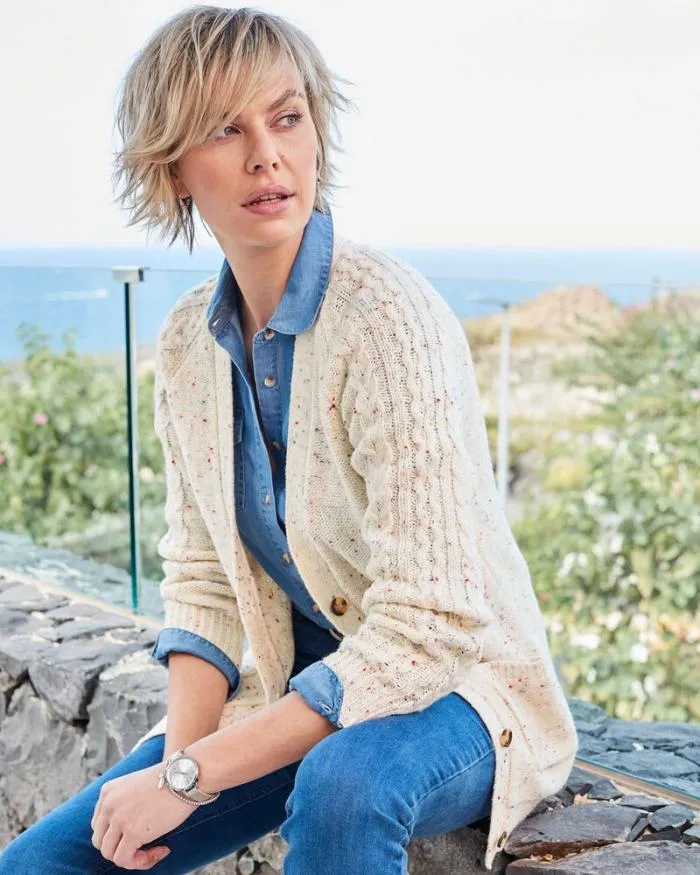 Cotton Traders Knitwear Fleck Longline Cardigan 8211 Women