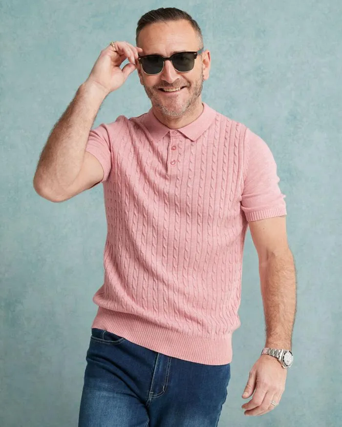 Cotton Traders Knitwear Luxury Soft Touch Cable Polo 8211 Men