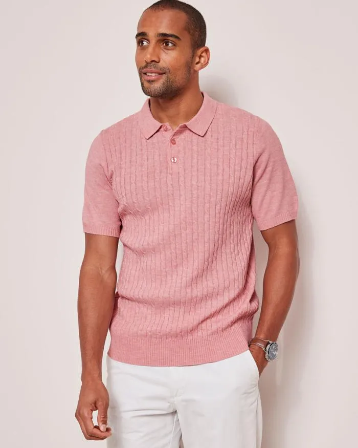 Cotton Traders Knitwear Luxury Soft Touch Cable Polo 8211 Men