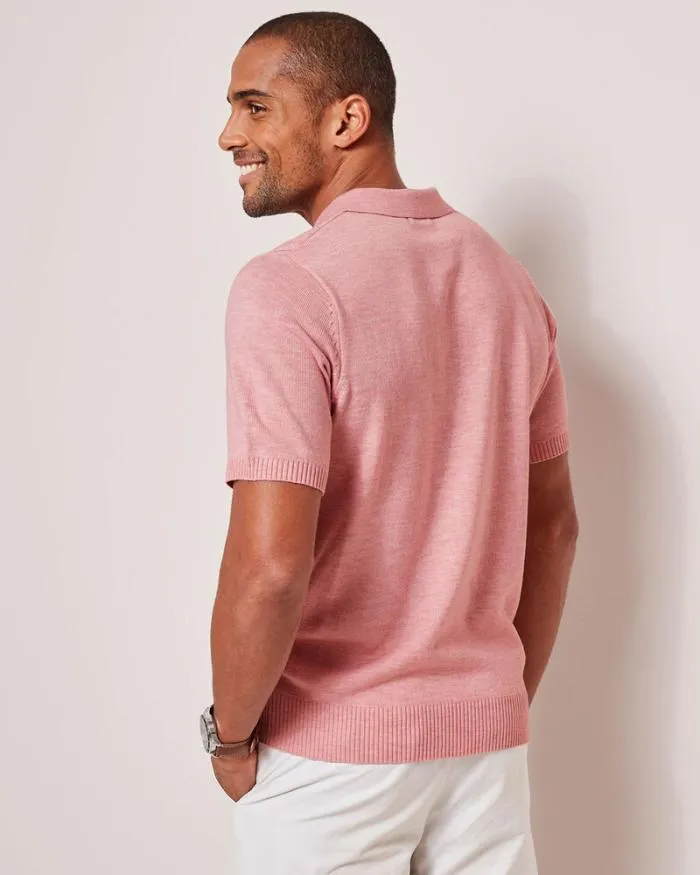 Cotton Traders Knitwear Luxury Soft Touch Cable Polo 8211 Men