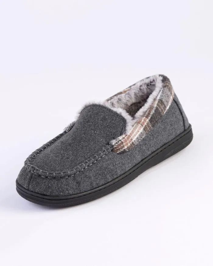 Cotton Traders Slippers Check Collar Moccasin Slippers 8211 Men