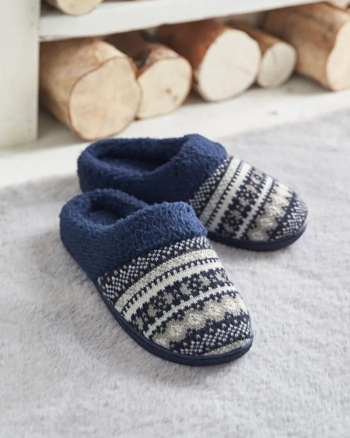 Cotton Traders Slippers Fair Isle Knitted Mule Slippers 8211 Women