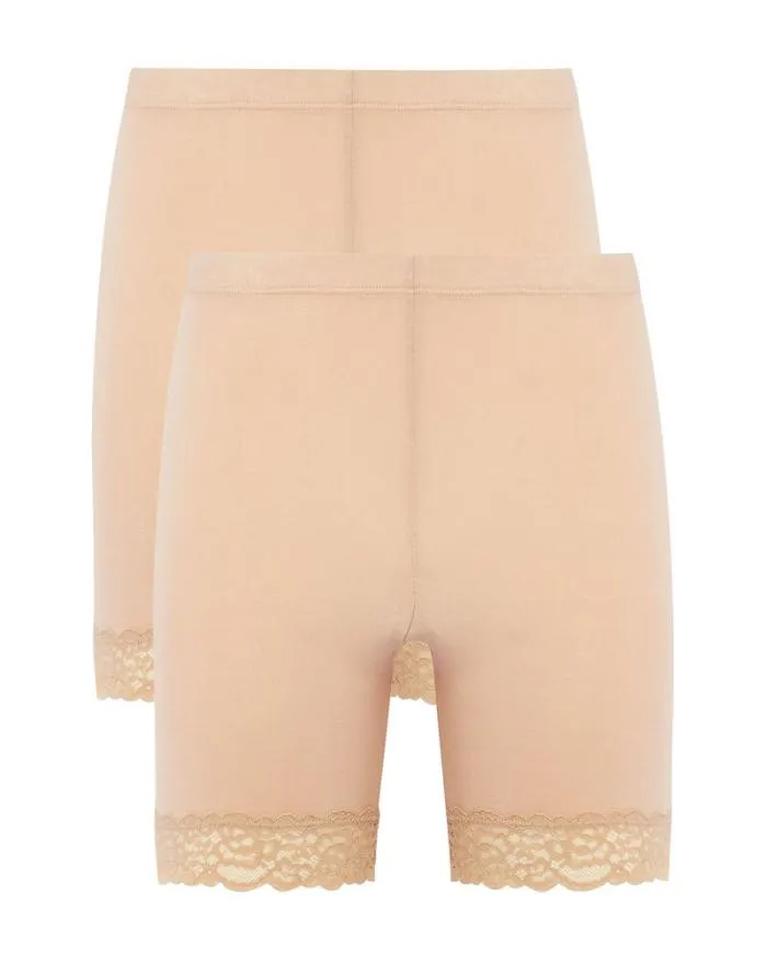 Cotton Traders Slips 2 Pack Lace Trim Comfort Shorts 8211 Women