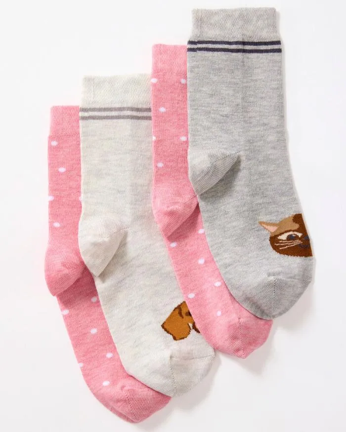 Cotton Traders Socks 4 Pack Comfort Top Animal Socks 8211 Women
